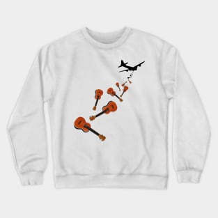 Bomber Plane Dropping Ukuleles Crewneck Sweatshirt